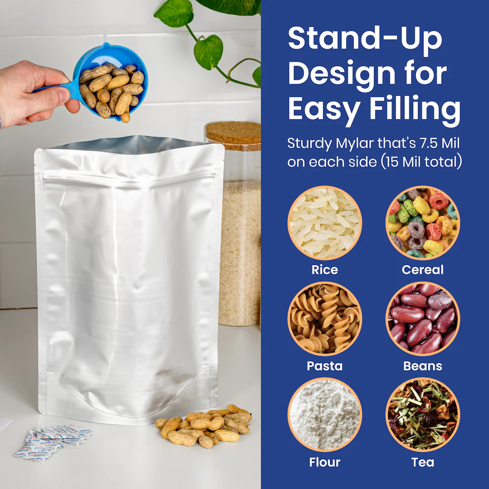 1 Gallon Gusset Mylar Bags with Oxygen Absorbers - Image 4