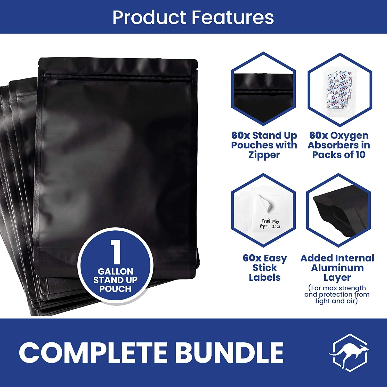 1 Gallon Gusset Mylar Bags with Oxygen Absorbers - Image 8